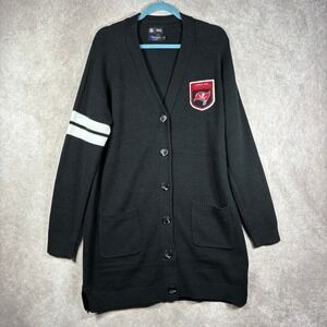 Tampa Bay Buccaneers Cardigan Sweater Womens L/XL Black Knit NFL Team Apparel